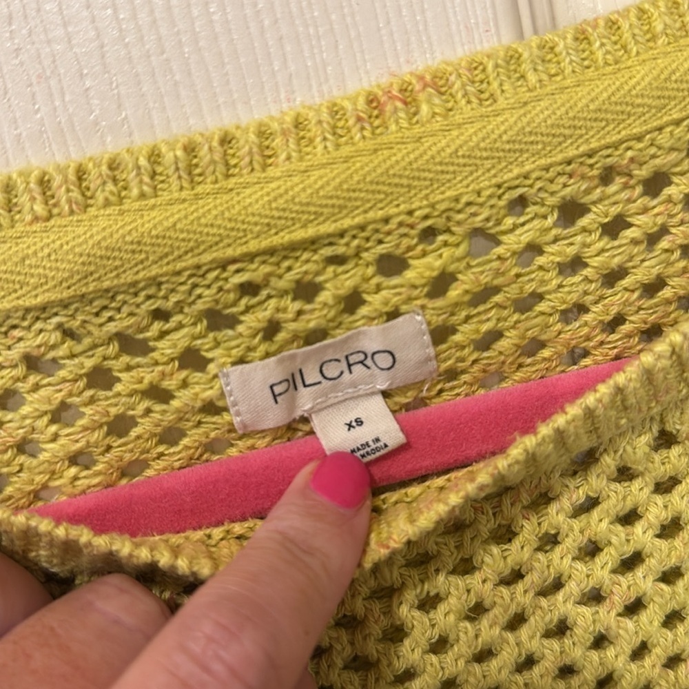 Pilcro yellow open knit sweater, XS - Picture 5 of 10